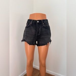 Aritzia Denim Forum YOKO Short Distressed Black